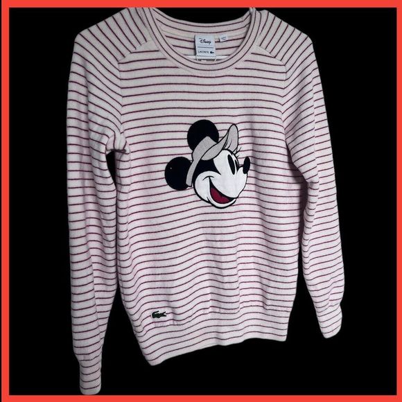 LACOSTE X DISNEY Collaboration Collector Minnie Striped Women Crewneck Sweater M - Picture 5 of 15